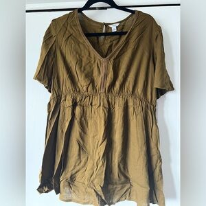 Kohl's Olive V-Neck Blouse